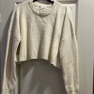 Nwt Altar’d State Cream Ribbed Knit Cropped Sweater